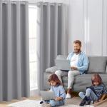 HOMEIDEAS Blackout Curtains for Bedroom 52 X 84 Inch Long 2 Panels Set Light Grey/Gray Room Darkening Curtains/Drapes, Soundproof Thermal Grommet Window Curtains for Living Room