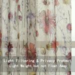 OWENIE Crushed Sheer Curtains 63 Inches Length 2 Panels Set, Sheer Floral Curtians with printed Design, Printing Drapes on Sheers for Living Room, Rod Pocket Light Filtering Window Sheers 42" W x 63"L