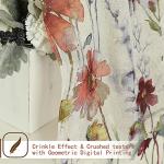 OWENIE Crushed Sheer Curtains 63 Inches Length 2 Panels Set, Sheer Floral Curtians with printed Design, Printing Drapes on Sheers for Living Room, Rod Pocket Light Filtering Window Sheers 42" W x 63"L