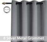 Yakamok Room Darkening Gray Blackout Curtains, Light Blocking Thermal Insulated Grommet Drapes for Bedroom Living Room, 52W x 84L, Grey Curtains, 2 Panels, 2 Tie Backs Included