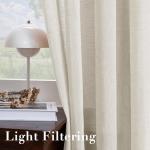 H.VERSAILTEX Natural Linen Sheer Curtains Flax Linen Blended Curtain Panels Living Room Sheer Curtains 84 inches Long 2 Panels, Nickel Grommet Semitransparent Semi-Sheer Soft Privacy Drapes, Natural
