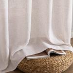 MIULEE Natural White Linen Curtains 84 Inch Long for Bedroom Living Room, Soft Thick Linen Textured Window Drapes Semi Sheer Light Filtering Rod Pocket Back Tab Neutral Farmhouse Cream Ivory 2 Panels