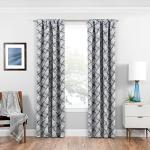 ECLIPSE Benchley Mid Century Modern Blackout Thermal Rod Pocket Window Curtains for Bedroom or Living Room (1 Panel), 37 in x 95 in, Charcoal