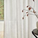 MYSKY HOME Linen Curtains for Living Room, Natural Semi Sheer Curtains & Drapes 84 inches Length 2 Panels Set Farmhouse Country Boho Style Back Tab Draperies for Sliding Glass Door, 50" Wide, Linen