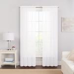 Pairs to Go Victoria Voile Modern Sheer Rod Pocket Window Curtains for Living Room (2 Panels), 59 x 84 in, White