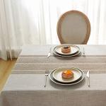 Laolitou Rustic Tablecloth Cotton Linen Waterproof Tablecloth Burlap Table Cloths for Kitchen Dining Cloth Table Cloth for Rectangle Tables Coffee Lines Rectangle,55''x70'',4-6 Seats