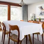 sancua 2 Pack White Tablecloth 60 x 102 Inch, Rectangle 6 Feet Table Cloth - Stain and Wrinkle Resistant Washable Polyester Table Cover for Dining Tables, Buffet Parties and Camping