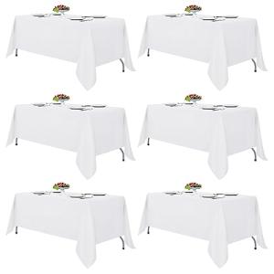 Fitable White Tablecloths for Rectangle Tables, 6 Pack - 70 x 120 Inches - Reusable and Washable Table Clothes for 6-8 Ft Tables, Polyester Fabric Table Covers for Wedding, Party, Banquet