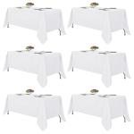 Fitable White Tablecloths for Rectangle Tables, 6 Pack - 70 x 120 Inches - Reusable and Washable Table Clothes for 6-8 Ft Tables, Polyester Fabric Table Covers for Wedding, Party, Banquet