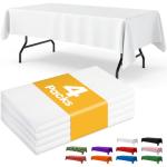 Niuara White Plastic Table Cloth - 4 Pack 54" × 108" Rectangle Disposable Tablecloths for 6FT Tables, Waterproof Table Cover for Party, Holiday & Gathering Use