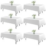 WIGENIUS 6 Pack White Table Cloth Rectangle Tablecloths 60X102 Inch,Polyester Table Cloth for 6 Foot Rectangle Tables,Wrinkle Resistant Washable Fabric Table Covers for Party,Wedding Banquet