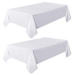 sancua 2 Pack White Tablecloth 60 x 102 Inch, Rectangle 6 Feet Table Cloth - Stain and Wrinkle Resistant Washable Polyester Table Cover for Dining Tables, Buffet Parties and Camping