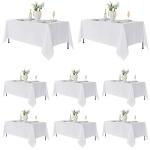 Fitable 8 Pack Table Cloth Rectangle Table: Stain and Wrinkle Resistant Tablecloth Rectangular, Washable Polyester Tablecloths for Wedding Party Dining Banquet Event Catering(White, 70x120 Inch)