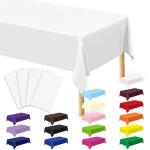 4 Packs White Plastic Tablecloth, Sturdy Disposable Table Cloth, 54 X 108 Inches Paper Table Cloths for Parties Disposable, Effortless Cleanup for Picnic Table Cloths Parties Birthday and Any Occasion