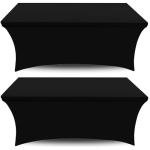 Black Spandex Table Covers 6FT, 2 Pack - Elegant, Durable, Stretchy 6FT Table Cover Fitted, Wrinkle and Stain Resistant, Elastic Leg Pockets