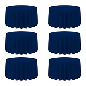 BRILLMAX 6 Pack Navy Blue Round Tablecloths 120 Inch - Circle Bulk Linen Polyester Fabric Washable Table Cloth Covers for Wedding Reception Banquet Birthday Party Buffet Restaurant