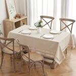 MIULEE Natural Thick Polyester Rectangle Tablecloth with Decorative Cutouts Waterproof Stain Resistant Table Cloth Farmhouse Table Cover for Thanksgiving Dining Party Camping, 52 x 70 inch