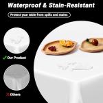 4 Packs White Plastic Tablecloth, Sturdy Disposable Table Cloth, 54 X 108 Inches Paper Table Cloths for Parties Disposable, Effortless Cleanup for Picnic Table Cloths Parties Birthday and Any Occasion