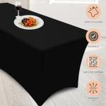 Black Spandex Table Covers 6FT, 2 Pack - Elegant, Durable, Stretchy 6FT Table Cover Fitted, Wrinkle and Stain Resistant, Elastic Leg Pockets