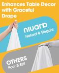 Niuara White Fabric Rectangle Table Cloth - 6 Pack, 60" × 102" Washable Tablecloth for 5FT Tables, Wrinkle-Resistant & Heat-Proof Table Cover for Weddings, Dinners & Parties