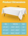 Niuara White Fabric Rectangle Table Cloth - 6 Pack, 60" × 102" Washable Tablecloth for 5FT Tables, Wrinkle-Resistant & Heat-Proof Table Cover for Weddings, Dinners & Parties