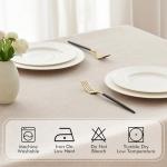 MIULEE Natural Thick Polyester Rectangle Tablecloth with Decorative Cutouts Waterproof Stain Resistant Table Cloth Farmhouse Table Cover for Thanksgiving Dining Party Camping, 52 x 70 inch