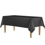 14 Pack Black 54 x 108 in. Rectangle Disposable Plastic Tablecloths - Smooth Decorative Covers for Parties, Weddings