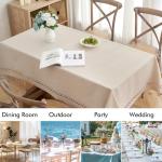 MIULEE Natural Thick Polyester Rectangle Tablecloth with Decorative Cutouts Waterproof Stain Resistant Table Cloth Farmhouse Table Cover for Thanksgiving Dining Party Camping, 52 x 70 inch