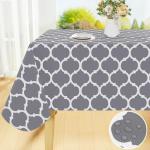 Smiry Rectangle Table Cloth, Waterproof Vinyl Tablecloths with Flannel Backing for Rectangle Tables, Wipeable Spillproof Plastic Tablecloth for Dining, Camping, Indoor and Outdoor (60"x84", Grey)