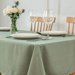 maxmill Rectangle Slubby Textured Tablecloth Waterproof Spillproof Wrinkle Free Table Cloth, Kitchen Dining Room Decoration, Fabric Table Cover for Holiday Party Dinner, 52 x 70 Inch, Sage Green