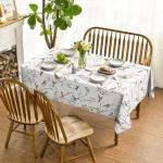 Horaldaily Spring Summer Tablecloth 60x84 Inch Rectangular, Birds Branch Floral Table Cover for Party Picnic Dinner Decor
