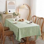 Chassic 60 x 84 inches Farmhouse Style Linen tablecloths, Wrinkle Resistant Washable Dining Room Table Cloths for Rectangle Tables - Hemstitch Sage Green