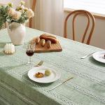 Chassic 60 x 84 inches Farmhouse Style Linen tablecloths, Wrinkle Resistant Washable Dining Room Table Cloths for Rectangle Tables - Hemstitch Sage Green