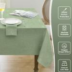 Softalker Outdoor Linen Textured Rectangle Tablecloth, Waterproof Wipeable Farmhouse Burlap Table Cloth, Stain Resistant Table Covers for Kitchen Dining Holiday Party (52 x 70, Sage Green)