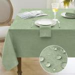 Softalker Outdoor Linen Textured Rectangle Tablecloth, Waterproof Wipeable Farmhouse Burlap Table Cloth, Stain Resistant Table Covers for Kitchen Dining Holiday Party (52 x 70, Sage Green)
