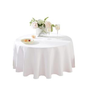 Craft And Party Round Tablecloth, 120 Inch White Tablecloth, Polyester Fabric Washable Table Cloth for Home, Party, Wedding or Restaurant Use.