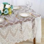 ShinyBeauty Lace Party Tablecloth White 2 Packs 60''x120'' Rustic Floral Fabric Rectangle Lace Table Cloth Baby Tea Party Tablecloths Fabric Tablecover Embroidered Eyelash Lace Tables Linen