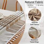 JIALE Tablecloths for Rectangle Tables, Cotton Linen Table Cloth Waterproof Tablecloth Wrinkle Free Farmhouse Dining Tables Cover, Soft Fabric Table Cloths with Tassels, Brown, 55" X 70", 4-6 Seats
