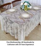 ShinyBeauty Lace Party Tablecloth White 2 Packs 60''x120'' Rustic Floral Fabric Rectangle Lace Table Cloth Baby Tea Party Tablecloths Fabric Tablecover Embroidered Eyelash Lace Tables Linen