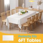Niuara White Plastic Table Cloth Rectangle Table 15 Pack, 54''×108'' Tablecloth for 6ft Tables, Table Cloth for Disposable Use, Table Cover for Holiday Party, Gathering