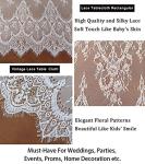 ShinyBeauty Lace Party Tablecloth White 2 Packs 60''x120'' Rustic Floral Fabric Rectangle Lace Table Cloth Baby Tea Party Tablecloths Fabric Tablecover Embroidered Eyelash Lace Tables Linen