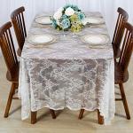 ShinyBeauty Lace Party Tablecloth White 2 Packs 60''x120'' Rustic Floral Fabric Rectangle Lace Table Cloth Baby Tea Party Tablecloths Fabric Tablecover Embroidered Eyelash Lace Tables Linen