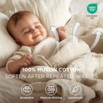Bedsure 100% Cotton Muslin Blanket King Size for Bed - 4-Layer Breathable and Lightweight Thin Soft Summer Gauze Muslin Blanket for Adults, Linen Beige, 108x90 Inches