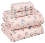RUVANTI 100% Cotton Sheets Queen Size Set, 4 Pieces, Soft & Breathable Percale Weave Bedding, Deep Pocket 16", Hotel Standard, Crisp Cool Feeling, Durable, Perfect Floral Bed Sheet, Spring On