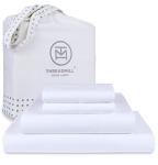 Threadmill 100% Cotton Sheets for Queen Size Bed - 600 Thread Count Queen Bed Sheets Set with 16” Deep Pocket - Sateen Weave 4-Piece Bedding Set with Cooling Effect, White