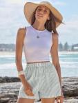 ANRABESS Boxer Shorts for Women Gingham Pajama 2025 Summer Casual Lounge Sleep Plaid Shorts Y2K Beach Bottoms Green White Stripe Large