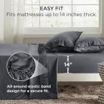 Bedsure Queen Sheet Set - 4 Pieces Soft Queen Size Sheets - Breathable & Cooling - Hotel Luxury - Easy Care Polyester Microfiber Bedding for Women, Men, Dark Grey