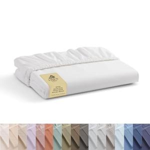 Linen Home 100% Cotton Percale Weave Fitted Sheet, Queen Size, White, 1 Deep Pocket Fitted Sheet, Fits Mattress Upto 16" Crisp and Cool Strong Bed Linen, 60"X80"+15"