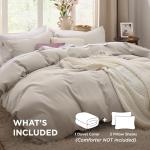 Bedsure Duvet Cover Queen Size - 3 Pieces Prewashed Cotton-Like Extra Soft Bedding Set, Includes 1 Duvet Cover 90x90 Inches with Zipper Closure & 2 Pillow Shams, Linen, Comforter Not Included