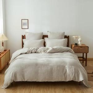 Simple&Opulence 100% Linen Duvet Cover Set, Natural French Flax Duvet Cover Twin Size, Breathable Soft Comfy Linen Bedding Comforter Cover with 1 Pillowcase (68"x86")